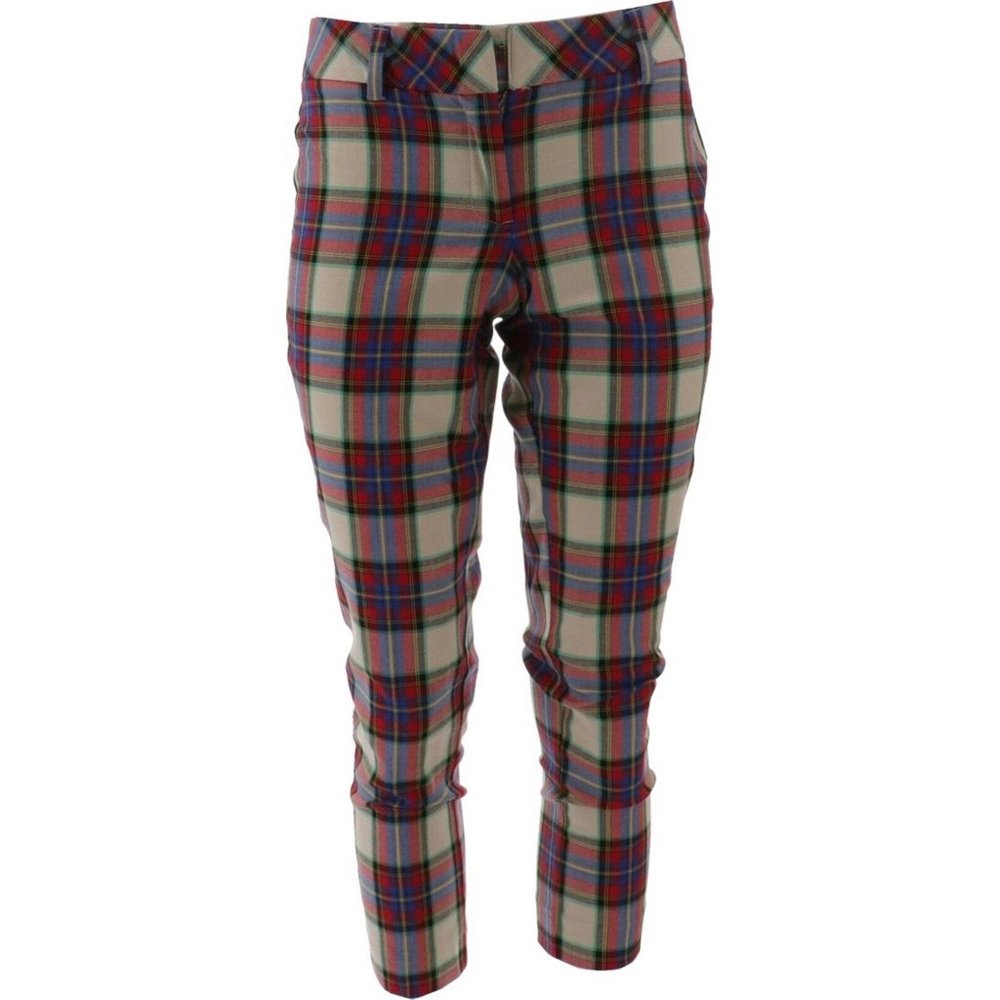 NWT LANDS' END SLIM LEG ANKLE PANTS STEWART PLAID 2P (PETITE)